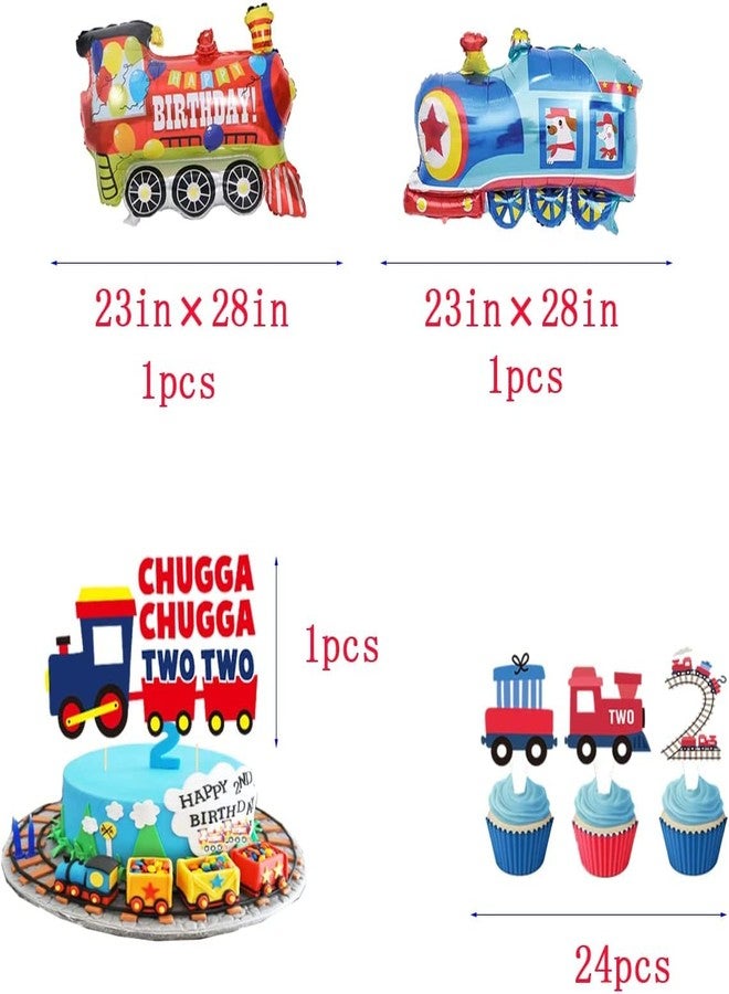 BEOXAGAR Chugga Chugga Two Two Birthday Party Supplies - 2nd Birthday Train Decorations and Party Plates - Image 3